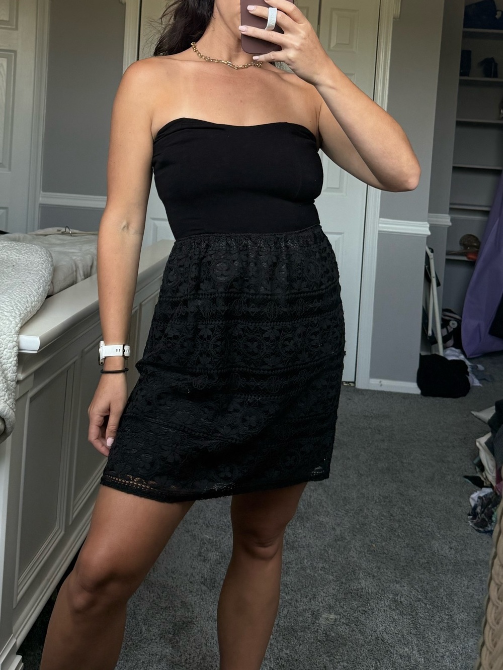 Eight Sixty Lace Fit and Flare Black Dress